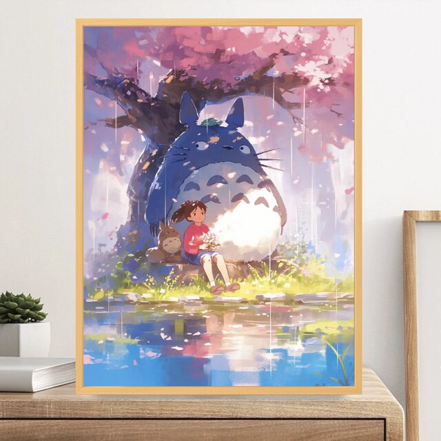 My Neighbor Totoro wooden puzzle under the cherry blossom tree Hayao Miyazaki 1000 pieces 500 pieces 300 children's educational toys birthday gift