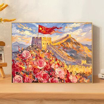 Chinese Style Rose Great Wall Wooden Puzzle 1000 Pieces 500 Adult Educational Stress-Relief Children's Toy National Day