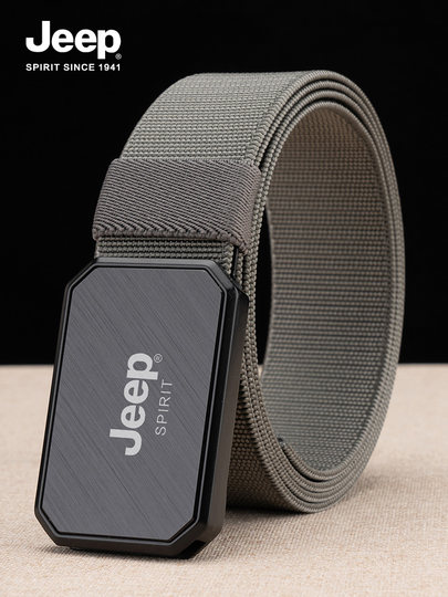 Jeep Men's Belt Micro-Elastic Casual Business Fashion Workwear Style Men's Canvas Nylon Belt