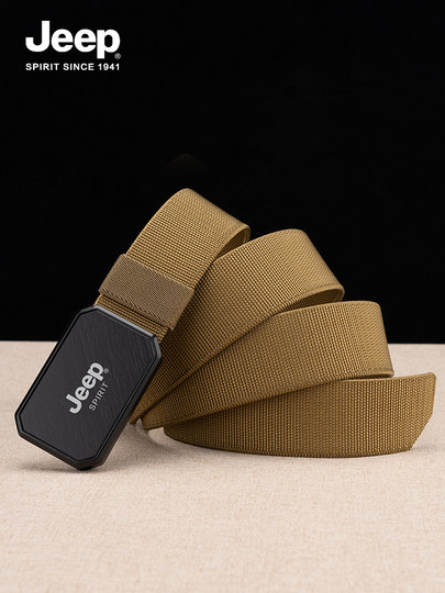Jeep Men's Belt Micro-Elastic Casual Business Fashion Workwear Style Men's Canvas Nylon Belt