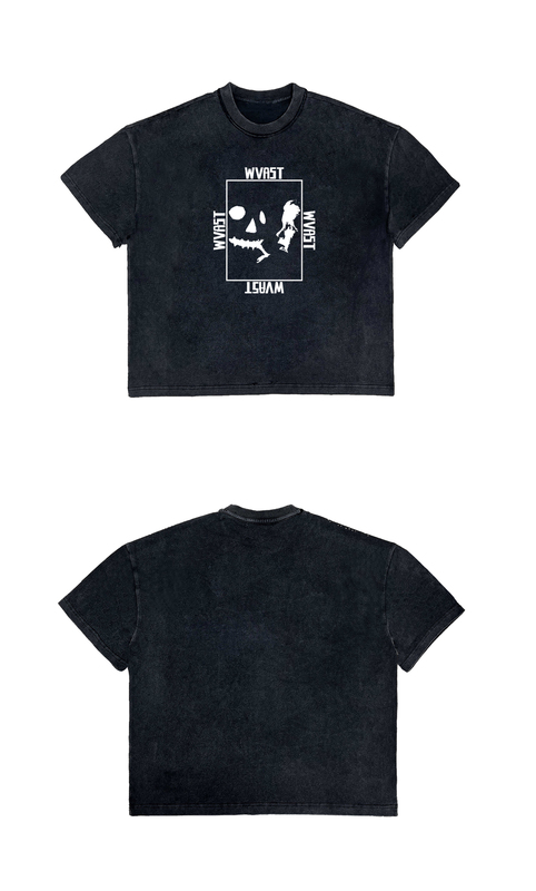 Wvast of Cores Washed Distressed Black Destroyed Devil Touch Short Sleeve