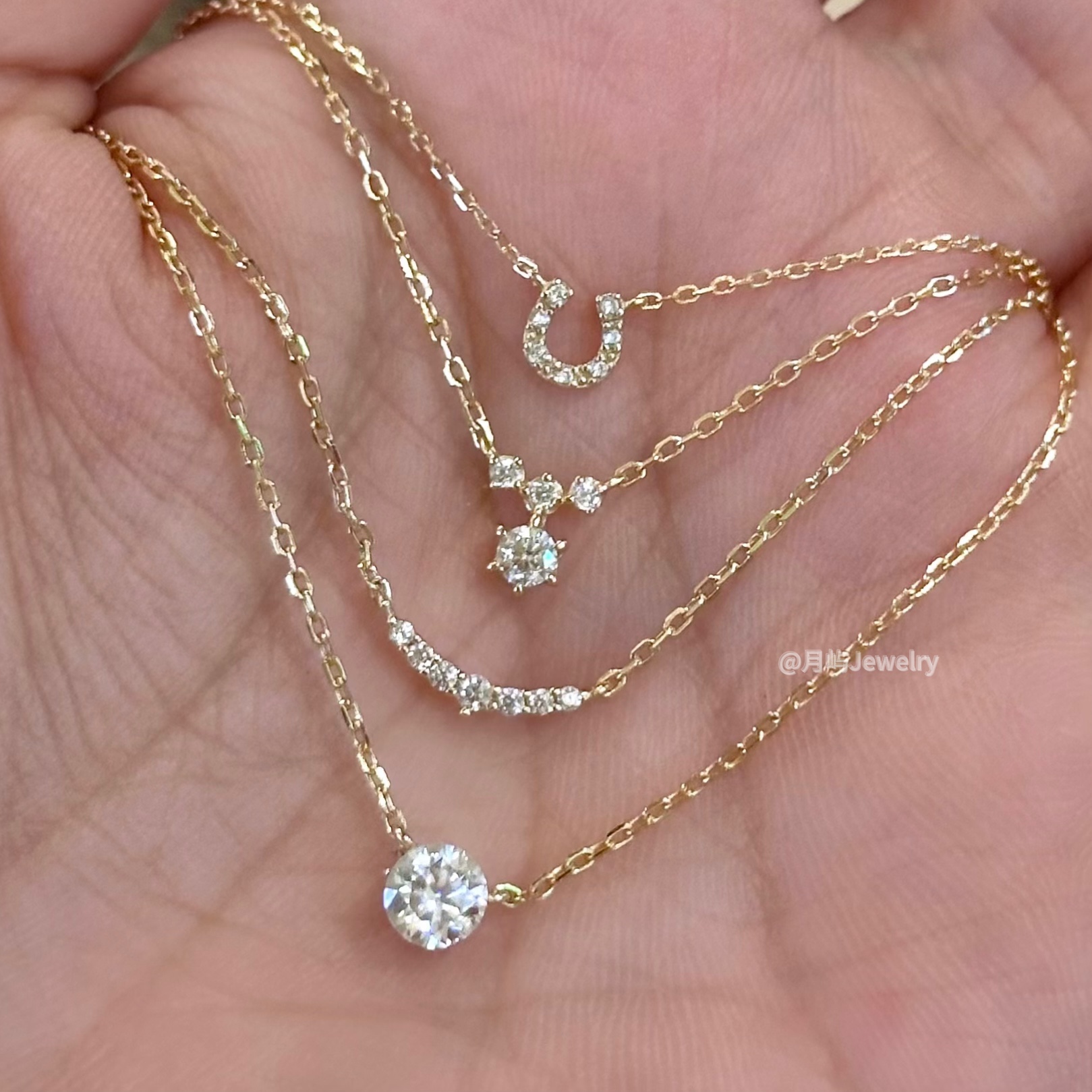 日本のaget同じスタイルのモアッサナイト爪なし鼻くそダイヤモンドネックレス女性スターリングシルバー積み重ね笑顔四つ葉のクローバー馬蹄ライト高級