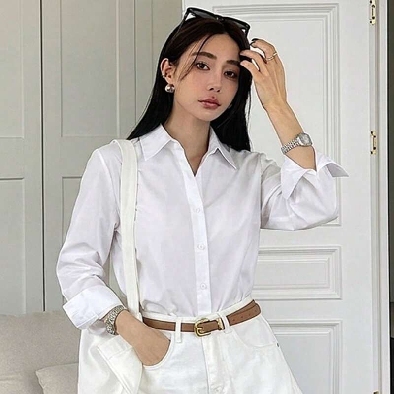 Shein Genuine Summer Women's Casual Versatile Daily Commute White Long-Sleeve Shirt Cardigan Shein Genuine Summer Women's Casual Versatile Daily Commute White Long-Sleeve Shirt Cardigan