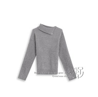 孑屿JIEYU 小吸睛设计感翻领慵懒针织毛衣女