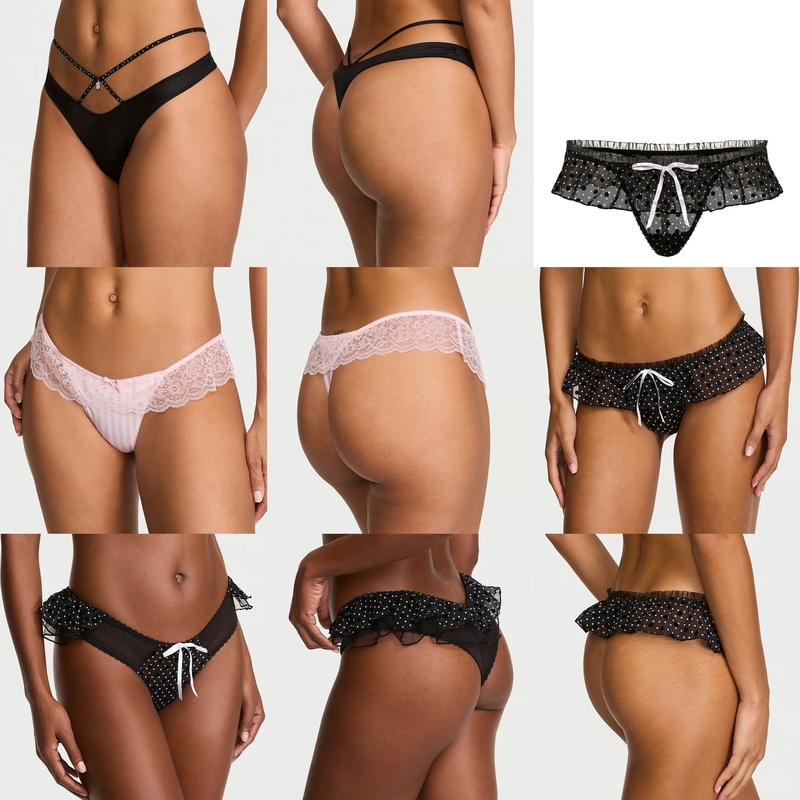Victoria's Secret Domestic Store Genuine Purchase Ruffle Trim Polka Dot Hip-Hugging/T-Back Panties for Women Victoria's Secret Domestic Store Genuine Purchase Ruffle Trim Polka Dot Hip-Hugging/T-Back Panties for Women