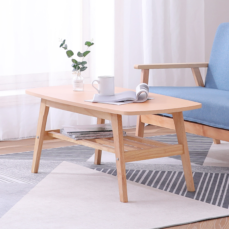 Nordic home living room balcony small apartment modern minimalist small coffee table double-layer wooden economical mini tea table