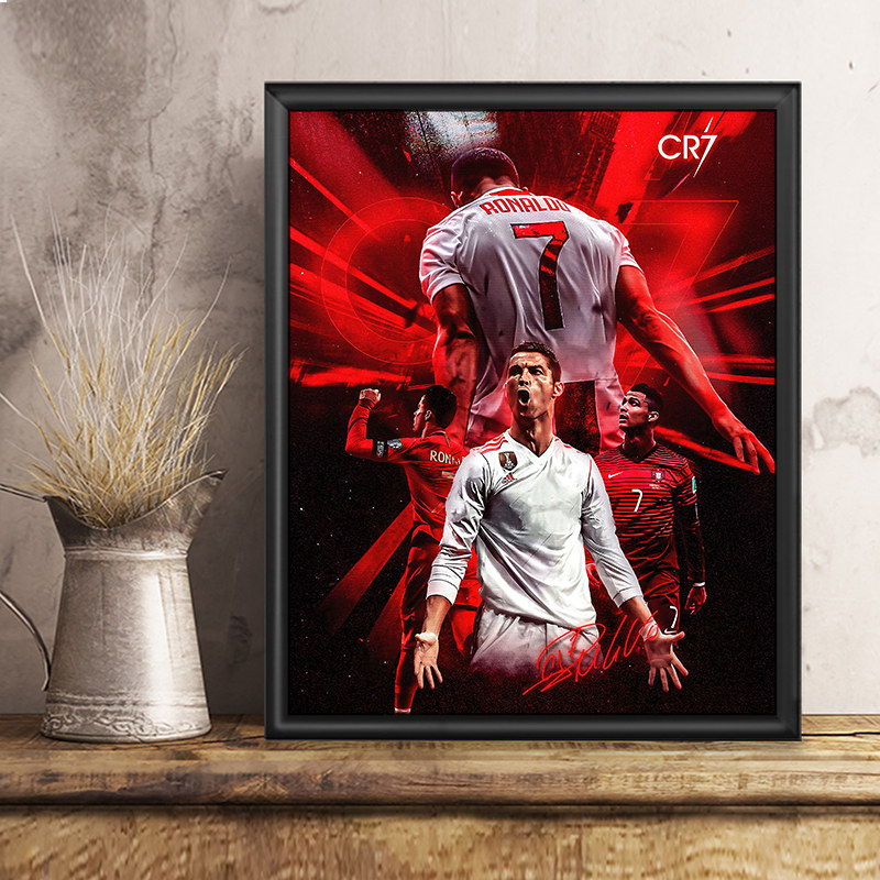 Manchester United C Rostars Poster Photo Frame Swing Piece Decoration Painting Hanging Painting Signature Souvenir Perimeter Hands on Football Gift-Taobao