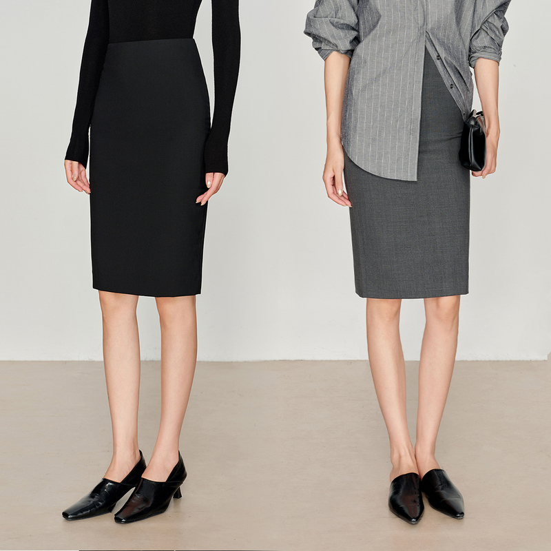 【Full-Length Skirt】Machine Washable Imported Wool Pencil Skirt for Women, Suitable for Commuting and Professional Attire, Suit Skirt 7007