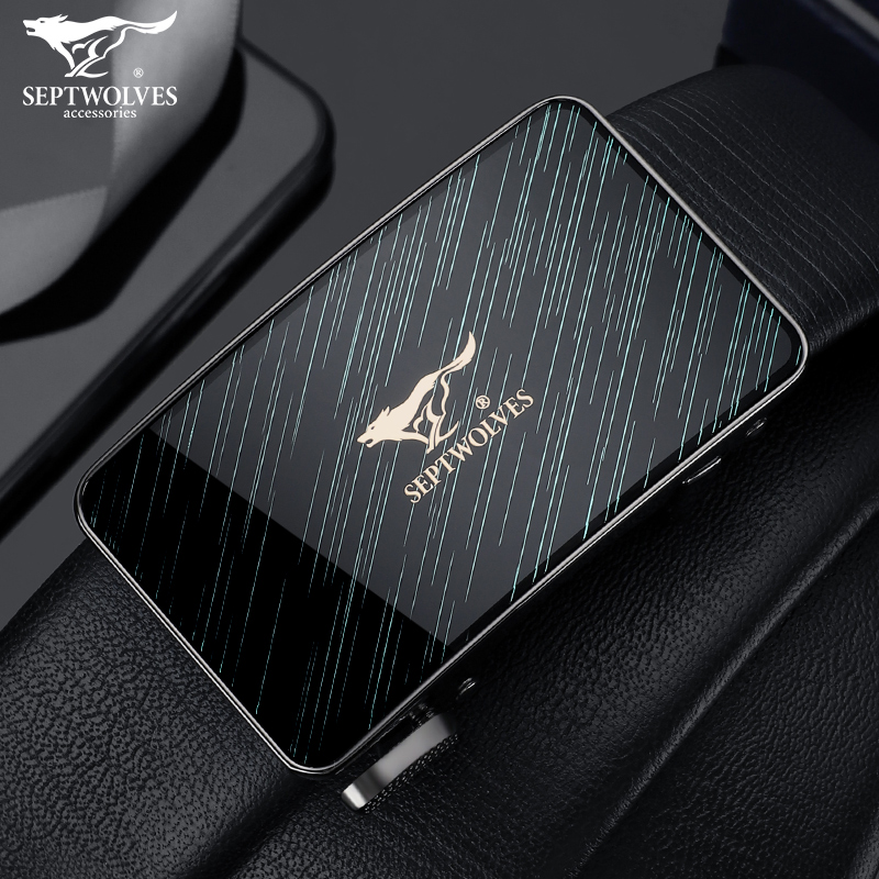 Seven Wolves Men's Belts Genuine Leather Tide Young People 2021 New Pure Cow Leather Superior Sense Business Automatic Buckle Belt