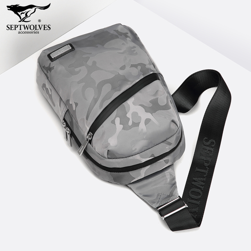 Seven Wolves Chest Bag Men's Skewed Satchel Bag Oxford Boumen Multifunction Single Shoulder Small Scapegoat Trend Casual Men's Bag