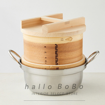 (Wang Bo Bos Happy Life) Day-style Chinese cedar wood Cypress Steamer Steamer Steaming 24cm30cm