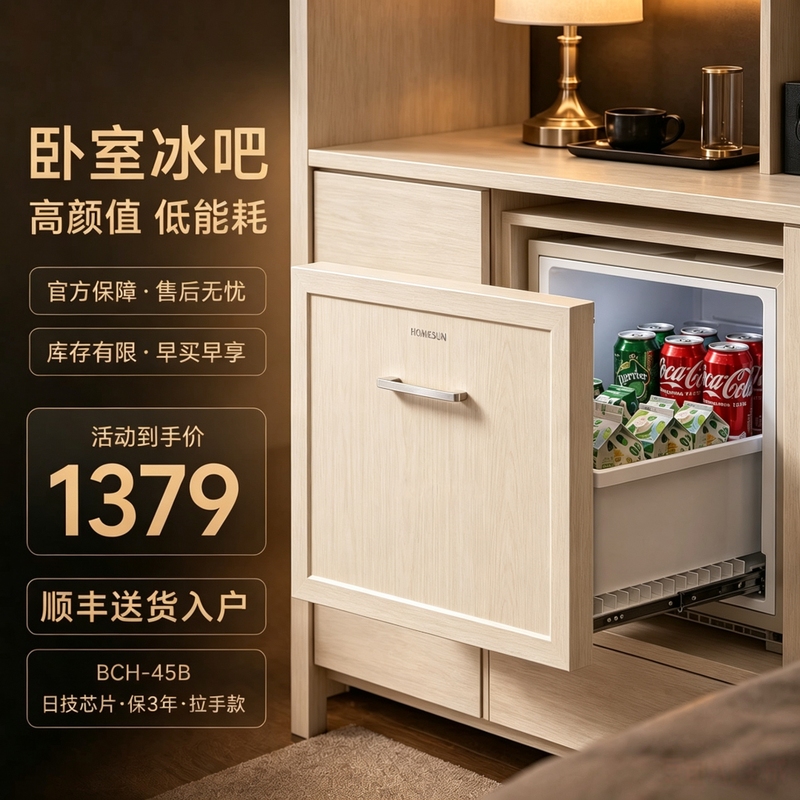 Home Bedroom Built-In Drawer-Type Fully Silent Hotel Mini Refrigerator Refrigeration and Preservation Cabinet Cosmetics Beauty Refrigerator