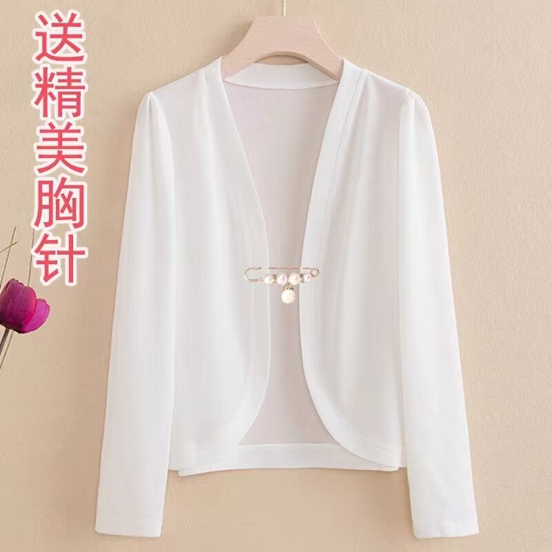 Shawl + Brooch, New Summer Style, Thin Ice Silk Cardigan, Short Jacket to Match Skirts and Cheongsam, Stylish Shawl for Women