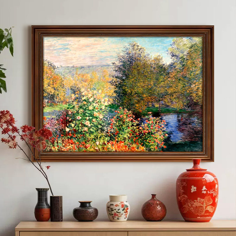 Monet's Garden Oil Painting Restaurant Decoration Painting Entrance European-Style High-End American Retro Living Room Wall Art World-Famous Painting Monet's Garden Oil Painting Restaurant Decoration Painting Entrance European-Style High-End American Retro Living Room Wall Art World-Famous Painting
