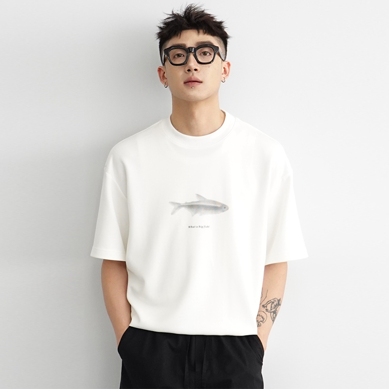 『Youhui』 Heavy-Duty Liquid Modal Three-Dimensional Particle Silicone Printed Basic Short-Sleeve T-Shirt