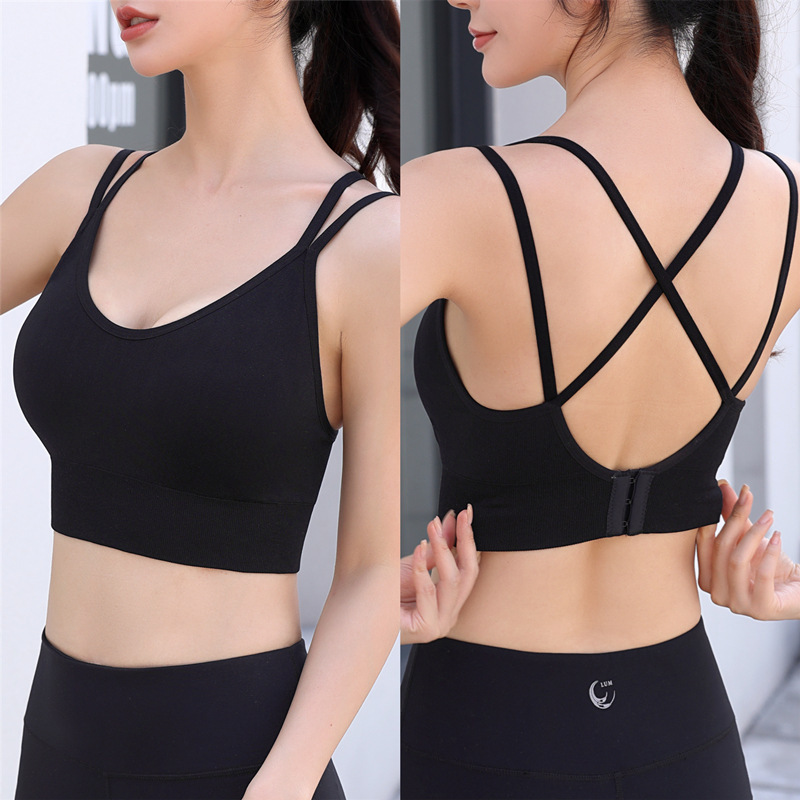 Integrated Shockproof Fitness Vest-Style Sports Bra with Fixed Cups and High-Intensity Support