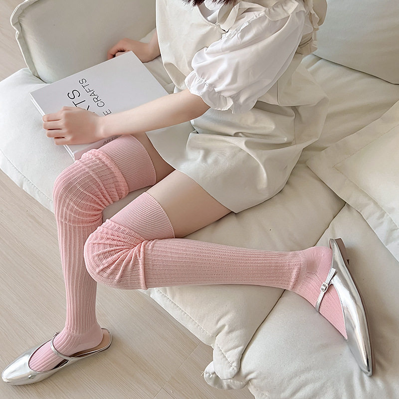 Ballet PINK OVER KNEE SOCKS WOMEN'S STOCKINGS LESEL SLIM PILE STOCKING SOCKS DOPAMINE HIGH SILO SOCKS PURE COLOR SOCKS-TAOBAO