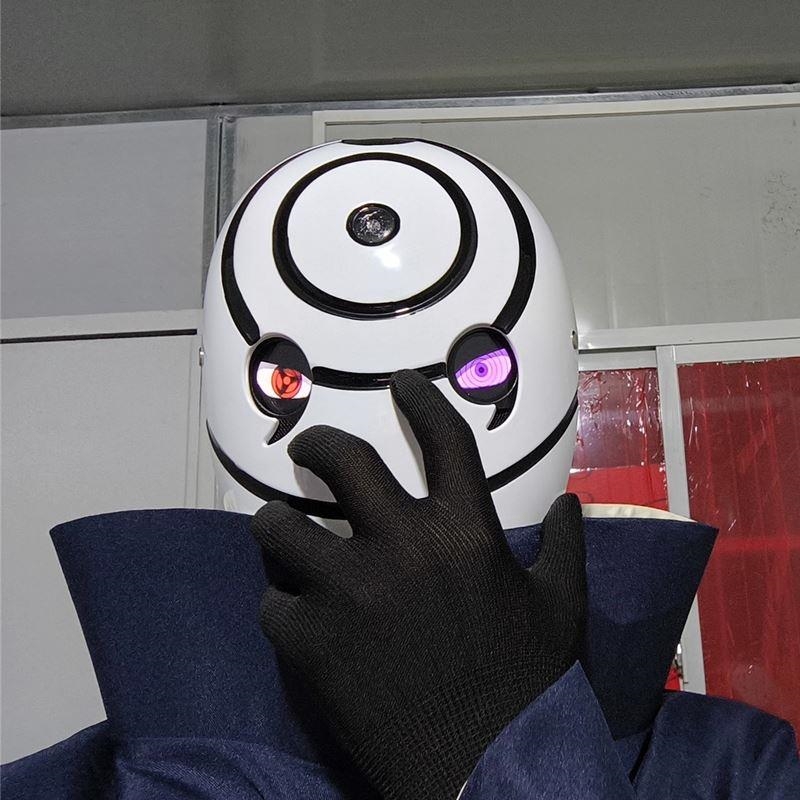 [High-End] White Mask with Soil Cos Glowing Eyes Movable Naruto Uchiha Wave with Soil Helmet Props