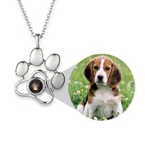 Customized Pet Photo Projection Necklace Dog Cat Paw Pendant
