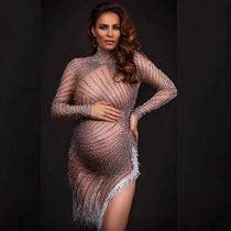 Tassel Maternity Gown for maternity photograph props rhinest