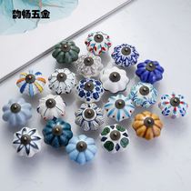 Pastoral American pumpkin ceramic hands - hole hand - drawn ceramic handdrawer cupboard door drawer furniture handle 40