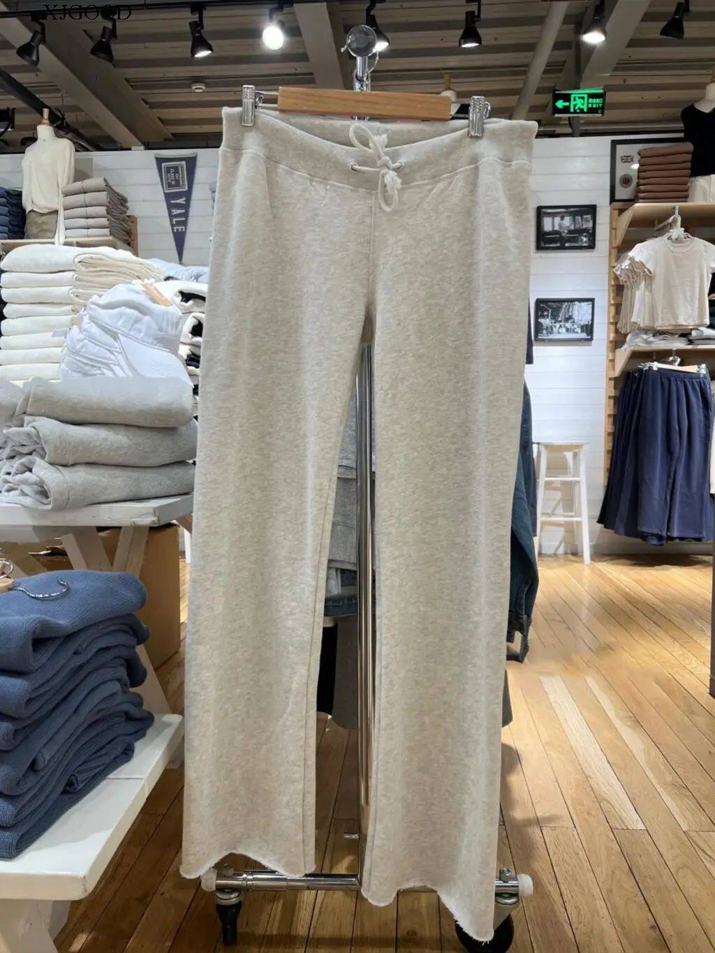 Drawstring Raw Edge Straight Pants with Rough Edges - Product image 7