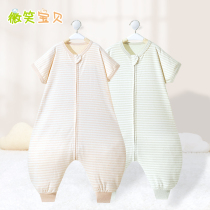 Baby sleeping bag four seasons universal summer thin cotton one year old two 12 months baby middle and large children sleeping bag Children