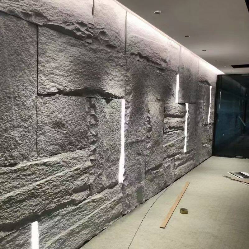 广东pu石皮背景墙蘑菇石外PU仿文化石轻质石材仿真石板大板超薄款