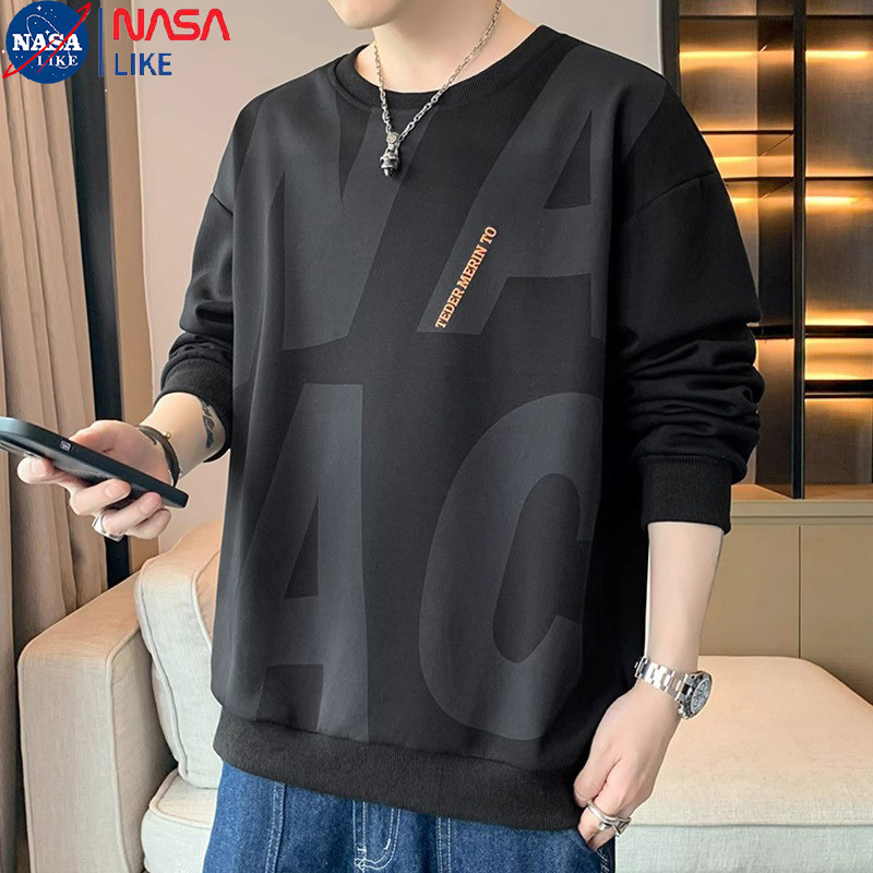 Nasa Long-Sleeve T-Shirt for Men, Spring, Autumn, and Winter, Crew Neck, Inner Layer, Men's Sweatshirt, Trendy Brand, Casual Base Shirt