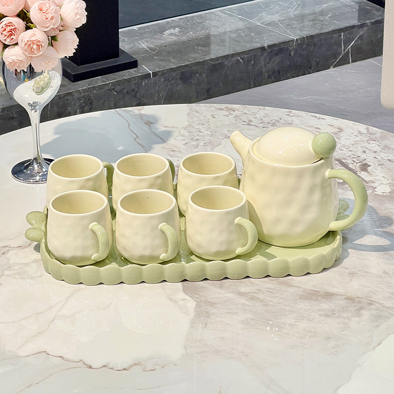 Housewarming New Home Cream-Style Feng Shui Cup Home Set New Living Room Coffee Table High-Value Ceramic Cup Tea Set Gift Box