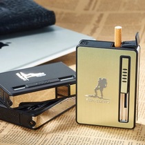 Aluminum alloy cigarette box lighter cigarette box 10 - 20 packs wind - proof personality automatic smoke aluminum alloy fragrance