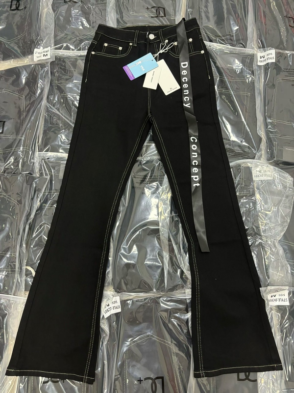 Guangzhou Version American-Style Ro Style Basic Stretch Dc Black Ribbon Loose Flared Jeans Couple Style Trendy Jeans