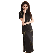Black cheongsam summer new style 2024 new Chinese style improved young style temperament high-end retro Republic of China style high-end sense