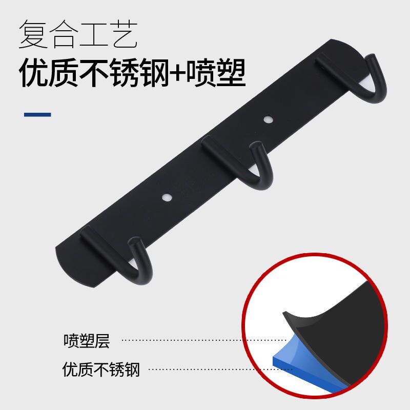 Hook 6pcs stainless steel row hook kitchen bathroom powder room wall hanging door no punching strong non-marking sticky hook - Taobao