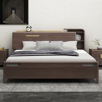 The Nordic wood bed modern minimalist 1 5m1 8 meters double master nuptial bed factory direct sales pneumatic high Box storage