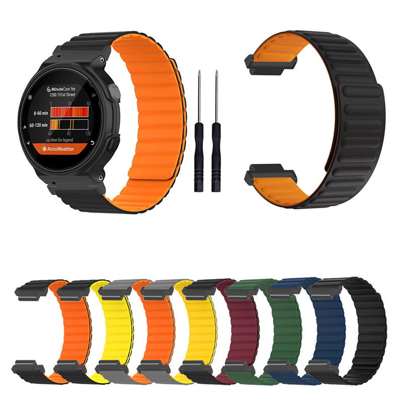 Suitable for Garmin Forerunner 220/230/235 Magnetic Folding Buckle Silicone Strap, Garmin 735Xt/620/630 Sports Silicone Magnetic Strap, Versatile Universal Model for Men and Women