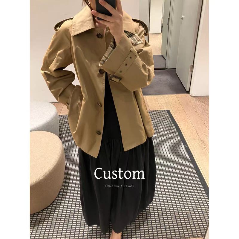 Custom| 90% off Pieces ▪ 26 Autumn/Winter Cs Plaid Trench Coat Women's Standard Fit Jacket Custom| 90% off Pieces ▪ 26 Autumn/Winter Cs Plaid Trench Coat Women's Standard Fit Jacket