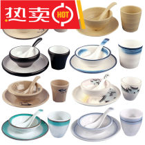 Customized four-piece hot pot imitation plastic hotel restaurant restaurant tableware set dishes cups spoons and chopsticks set