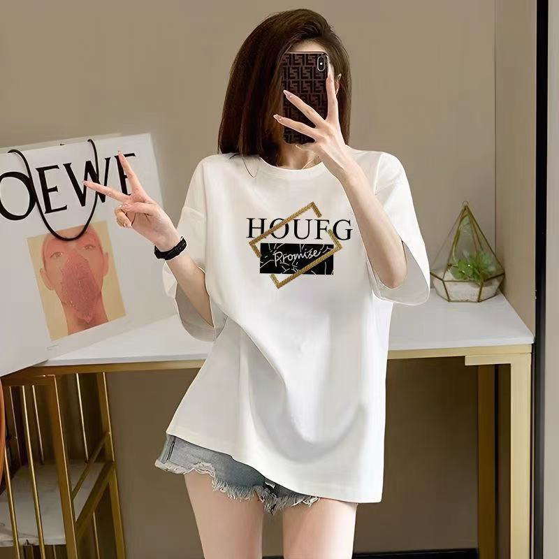 2025 Summer New Loose Korean Style Mid-Length Short-Sleeve Pure Cotton Versatile Top T-Shirt ins Simple for Commuting 2025 Summer New Loose Korean Style Mid-Length Short-Sleeve Pure Cotton Versatile Top T-Shirt ins Simple for Commuting