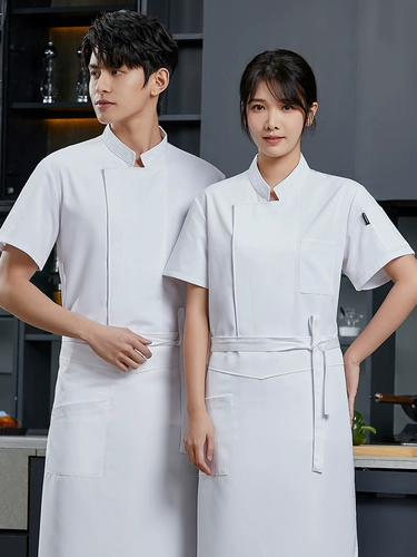 Hotel Hotel Chef Chef Work Одежда с коротким рукавом тонкая дышащая после выпечки кухонной одежды шеф-повара для мужчин и женщин настройка на лето