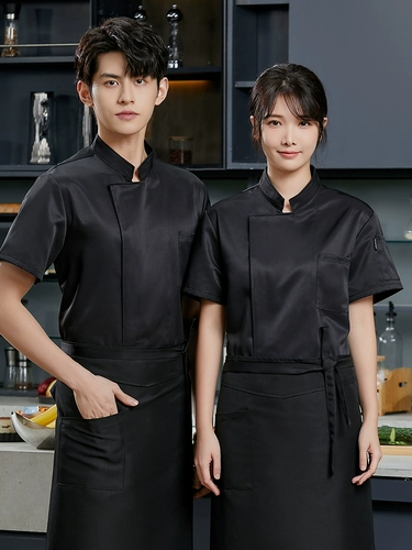 Hotel Hotel Chef Chef Work Одежда с коротким рукавом тонкая дышащая после выпечки кухонной одежды шеф-повара для мужчин и женщин настройка на лето