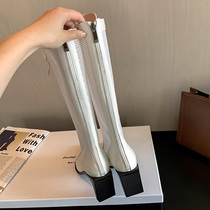 Genuine leather mesh yarn cool boots hollowed-out high heel Long boot female summer pointed coarse heel long cylinder boots spring net boots Rome high cylinder boots