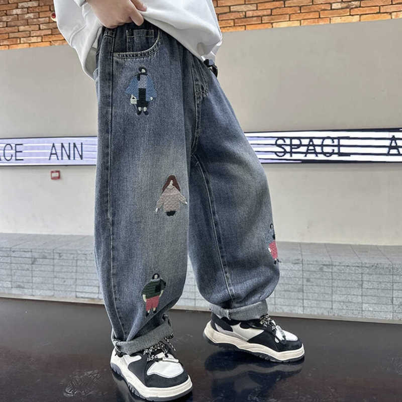 Boys' Jeans Spring and Autumn 2025 New Children's Pants for Older Kids Boys' Spring Long Pants Autumn Trendy Brand