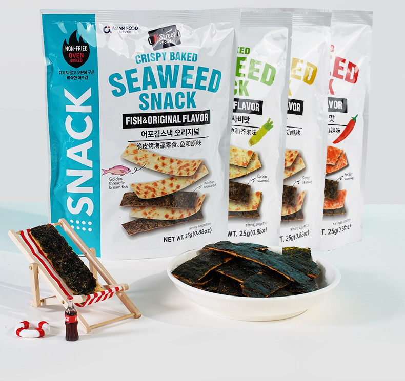 韩国进口 Kstreet Food 脆皮烤海藻 25g*2件 双重优惠折后￥15.8包邮包税 芥末味、辣味可选  淘金币可抵扣￥1.98