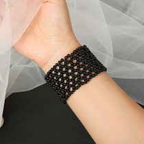 Covering trendy stickers flesh-colored sweat-wiping sleeves Japanese and Korean personalized fashion pearl open bracelets wide joint bracelets for women