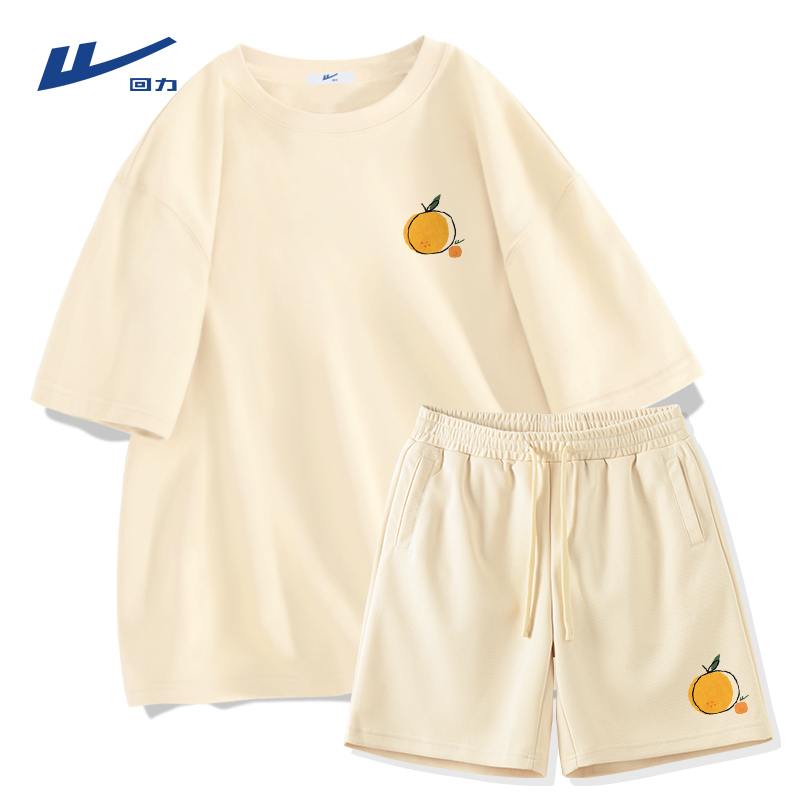 Pull-Back Sports Suit for Women 2025 New Summer Pure Cotton Short-Sleeved Shorts Casual Long-Sleeved Heavyweight Jogger Pants for Men