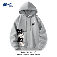 [Толстовка с капюшоном] Конопляно-серый (этикетка на груди Кота Сяодзай_нижняя правая этикетка Кота Сяодзай)