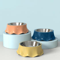 New cat food bowls stainless steel feeding bowls teddy kittens drink water to protect the cervical and cat food bowls