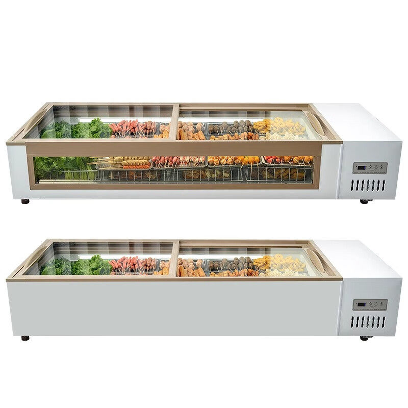 Desktop Refrigerated Display Cabinet, Special Freezer for Tricycles, Commercial Small Fresh-Keeping Freezer, Fried Skewers and Barbecue Refrigerator