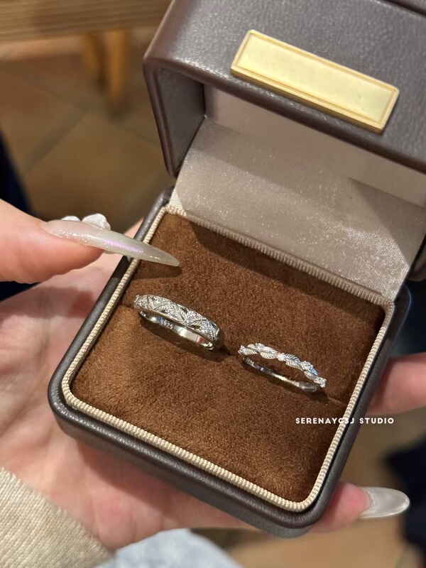 Serenaycsj Handmade 925 Sterling Silver Branch Matching Rings for Couples, Recommended for Gifts, Adjustable Open Design, Exquisite Style
